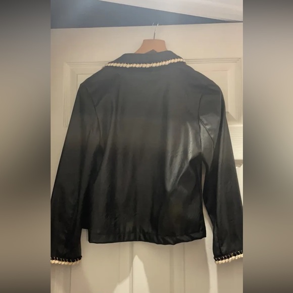 Black faux leather jacket vest with tweed - Picture 4 of 4